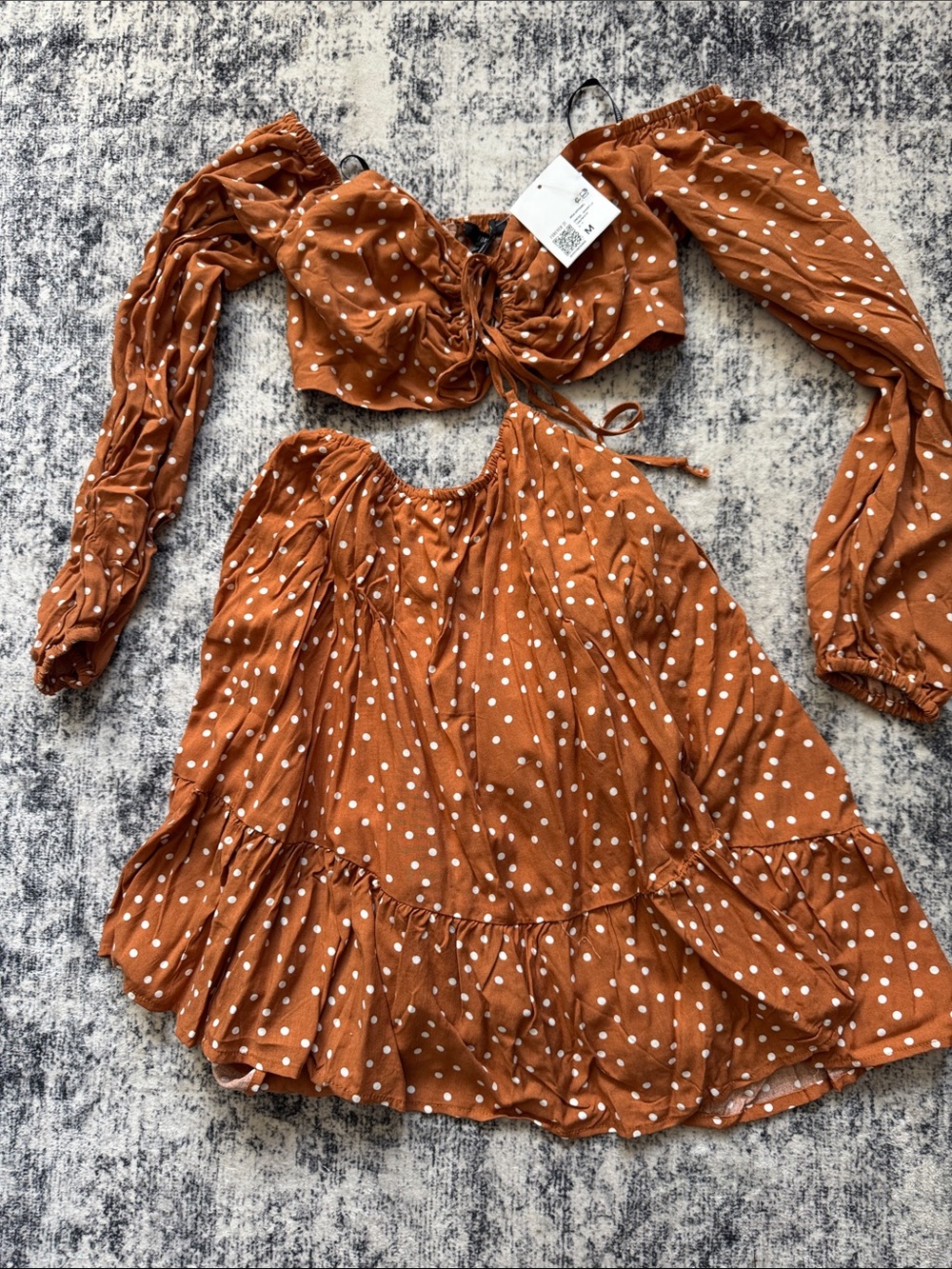 Forever 21 Rust Orange Polka Dot Two-Piece Set